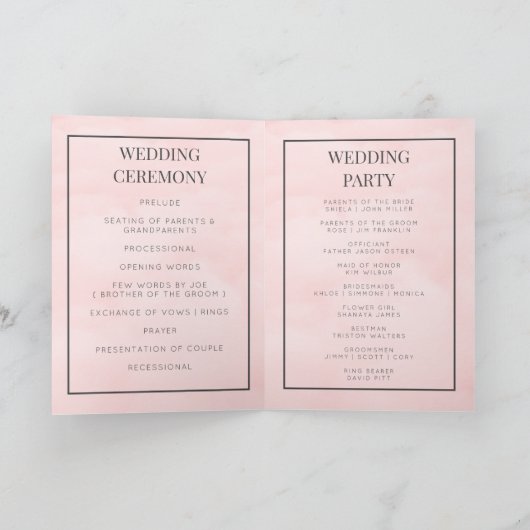 Individuelles Monogramm faltbare Hochzeitsprogramm Programm (Innenseite)