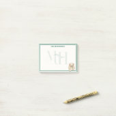 Individuelles Monogramm Handgezeichneter Dachshund Post-it Klebezettel (Auf Schreibtisch)