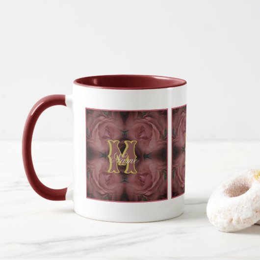 Individuelles Monogramm Ihr Anfangsbuchstabe Name  Tasse (Mit Donut)