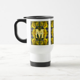 Individuelles Monogramm Ihr Anfangsname Gelbe Blum Reisebecher