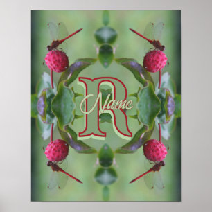 Individuelles Monogramm Ihr Anfangsname Libellenku Poster