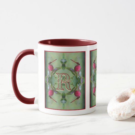 Individuelles Monogramm Ihr Anfangsname Libellenku Tasse (Mit Donut)