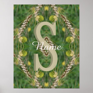 Individuelles Monogramm Ihr Anfangsname Natur Poster