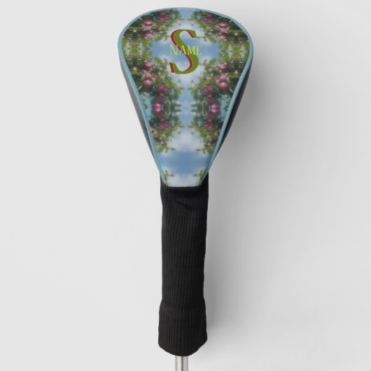 Individuelles Monogramm Ihr Anfangsname Rote Äpfel Golf Headcover (Vorderseite)
