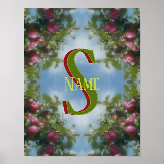 Individuelles Monogramm Ihr Anfangsname Rote Äpfel Poster (Vorne)