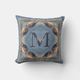 Individuelles Monogramm Ihre Anfangsbuchstabe Blue Kissen