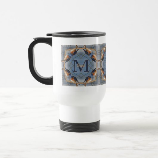 Individuelles Monogramm Ihre Anfangsbuchstabe Blue Reisebecher (Links)