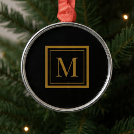 Individuelles Monogramm in schwarzem Rahmen mit go Ornament Aus Metall