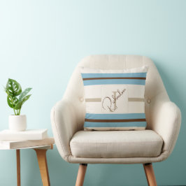 Individuelles Monogramm mit blauen braunen Streife Kissen