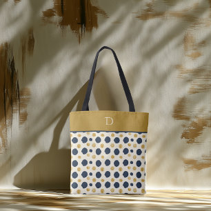 Individuelles Monogramm mit Navy und Senf-Polka-Do Tasche