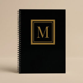 Individuelles Monogramm mit schwarzem und goldenem Notizblock