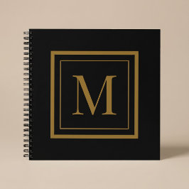 Individuelles Monogramm mit schwarzem und goldenem Notizblock