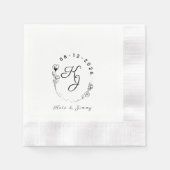 Individuelles Monogramm Name & Datum Elegante Hoch Serviette (Vorderseite)