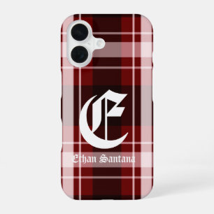 Individuelles Monogramm Rot Kariert iPhone 16 Hülle