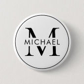 Individuelles Monogramm Stilvoller Knopf Moderner Button (Vorderseite)
