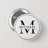 Individuelles Monogramm Stilvoller Knopf Moderner Button (Vorne & Hinten)