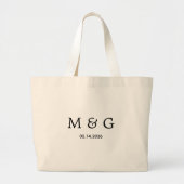 Individuelles Monogramm und Datum Personalisierte  Jumbo Stoffbeutel (Vorne)