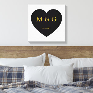 Individuelles Monogramm und Datumssymbol der Liebe Leinwanddruck