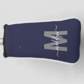 Individuelles Navy Blau Monogramm Golf Headcover (Vorderseite)