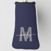 Individuelles Navy Blau Monogramm Golf Headcover (Rotieren 90)