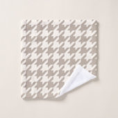 Individuelles neutrales Ivory Taupe Hahnentrittmus Badhandtuch Set (Waschlappen)