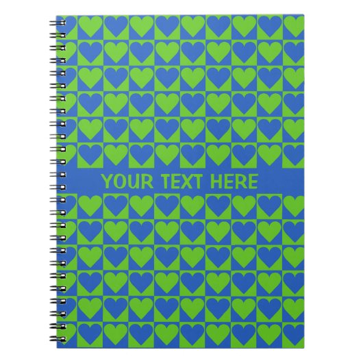 Individuelles Notebook mit Limonem/blauem Herzdesi Notizblock (Vorderseite)