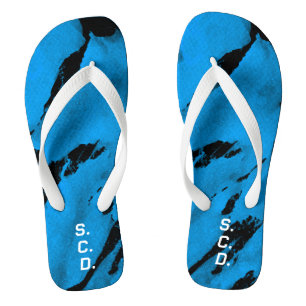 Individuelles Paar Flip Flops gebürstet Blau Schwa Badesandalen