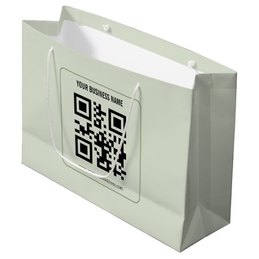 Individuelles QR-Code-Geschäftsname-Vorlage Große Geschenktüte (Vorderseite Schrägansicht)