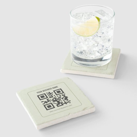 Individuelles QR-Code-Geschäftsname-Vorlage Steinuntersetzer (Seitenansicht)