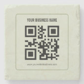 Individuelles QR-Code-Geschäftsname-Vorlage Steinuntersetzer (Vorderseite)