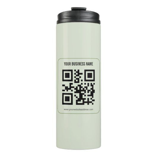 Individuelles QR-Code-Geschäftsname-Vorlage Thermosbecher (Vorderseite)