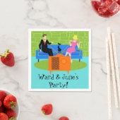 Individuelles Retro-Paar mit Katzenpapier Napkins Serviette (Beispiel)