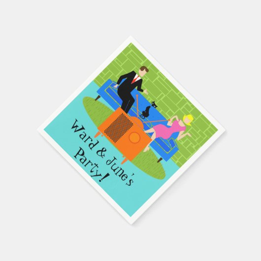 Individuelles Retro-Paar mit Katzenpapier Napkins Serviette (Ecke)