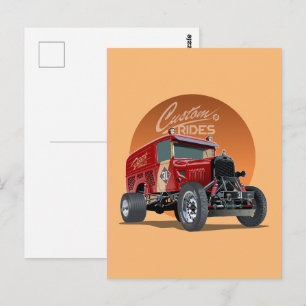 Individuelles Retro-Rennwagenkonzept Postkarte