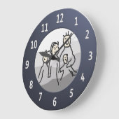 Individuelles Round Blue Frame Foto Große Wanduhr (Winkel)