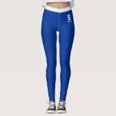 Individuelles Saphirblau Neutrales Muster Monogram Leggings (Vorderseite)