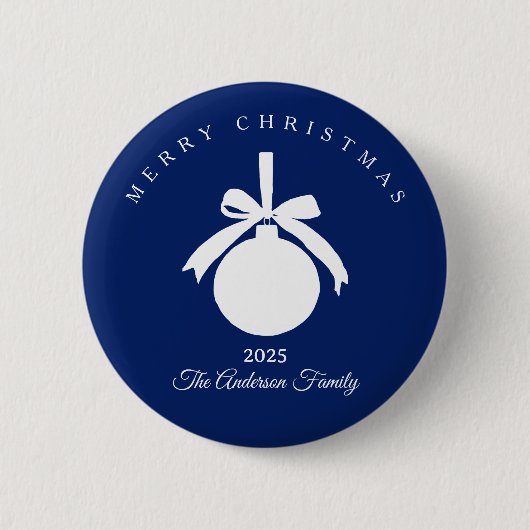 Individuelles Saphirblau-Weiß-Rustikal-Ornament-Ge Button (Vorderseite)