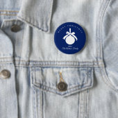 Individuelles Saphirblau-Weiß-Rustikal-Ornament-Ge Button (Beispiel)