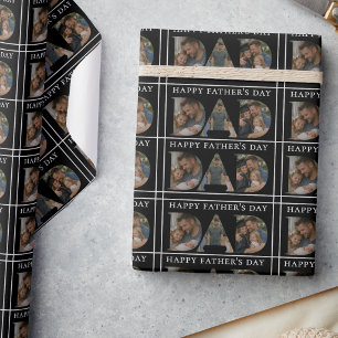Individuelles schwarzes Papa-Foto-Kollage Alles Gu Geschenkpapier