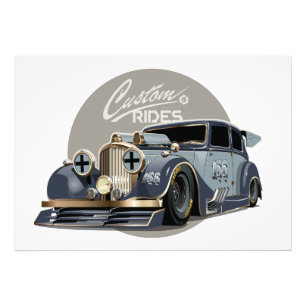 Individuelles Sci-Fi Retro-Rennwagen Fotodruck