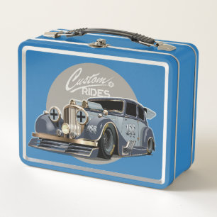 Individuelles Sci-Fi Retro-Rennwagen Metall Brotdose