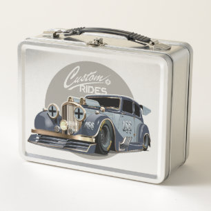 Individuelles Sci-Fi Retro-Rennwagen Metall Brotdose