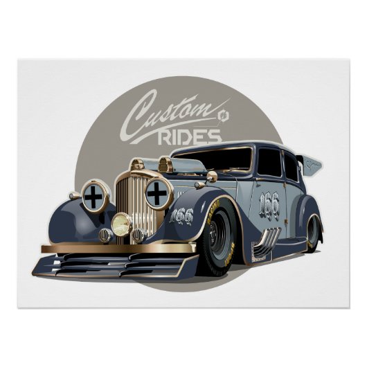 Individuelles Sci-Fi Retro-Rennwagen Poster (Vorderseite)