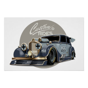 Individuelles Sci-Fi Retro-Rennwagen Poster