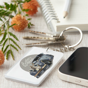 Individuelles Sci-Fi Retro-Rennwagen Schlüsselanhänger