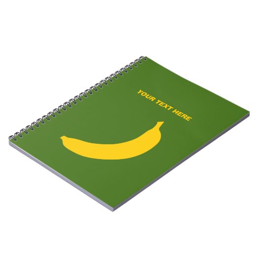 Individuelles Spiralnotebook mit gelbem Bananendec Notizblock (Linke Seite)