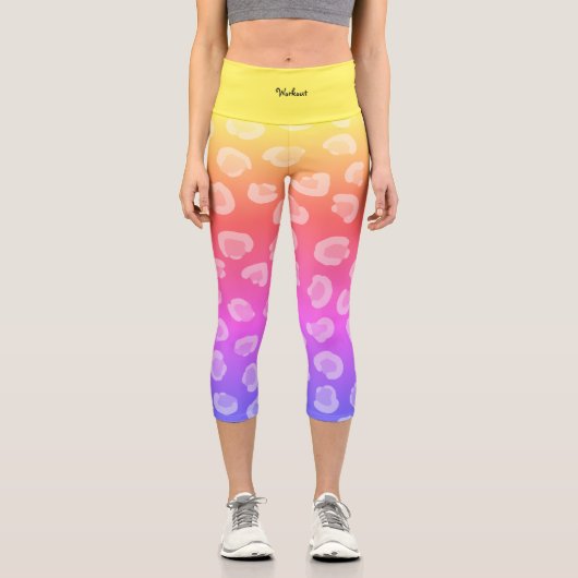 Individuelles Training bunter Gradientenleopard st Capri Leggings (Vorderseite)
