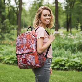 Individuelles tropisches Leaf Hot Summer Red Moder Bedruckter Rucksack
