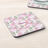 Individuelles und personalisiertes Wasserfarben-Bl Getränkeuntersetzer (Linke Seite)