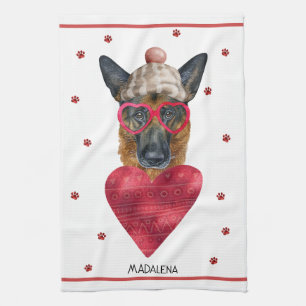 Individuelles Valentinsgeschenk für Hundebesitzer Geschirrtuch